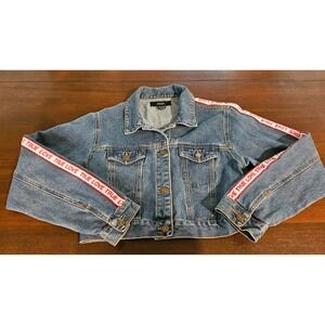 Forever 21 Women's‎ Small Blue Denim Jacket Button Up Jean True Love Long Sleeve